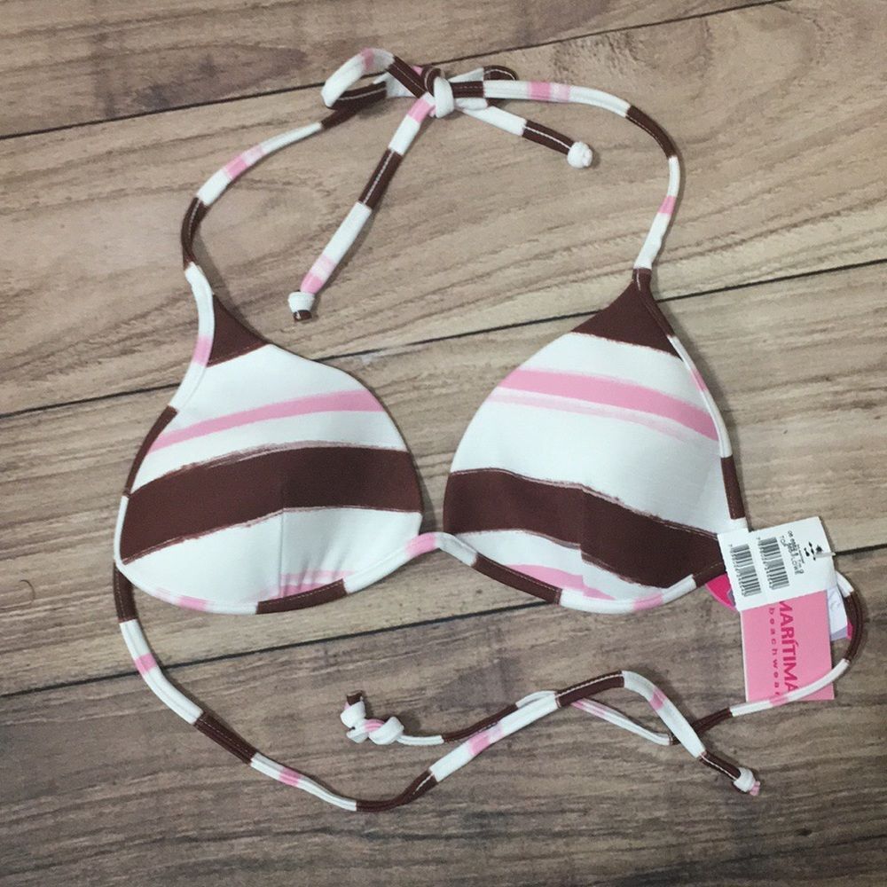 NWT CIA Maritima Striped Bikini Top - Molded Cup